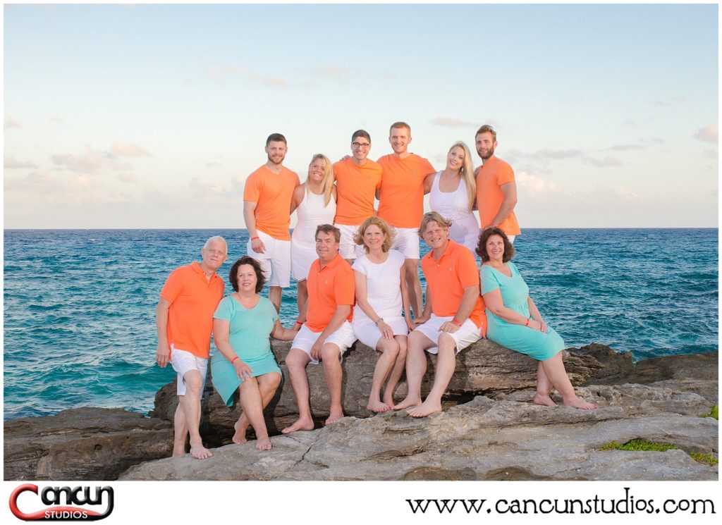 Family Reunion Portraits at Cancun Beach